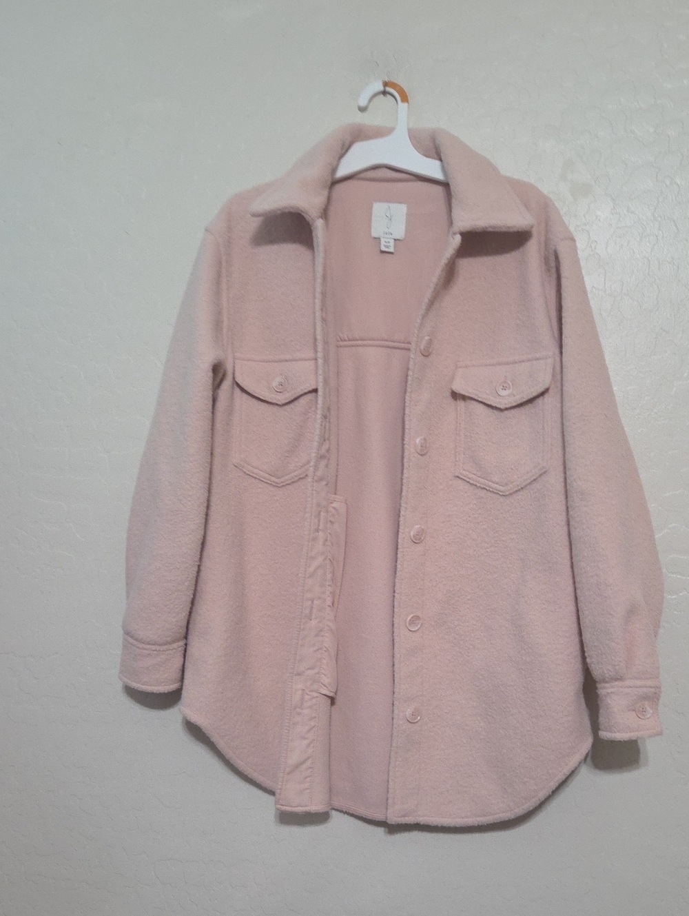 Joie Womens Small Blush Pink Fleece Shacket Shirt Jacket Button Front